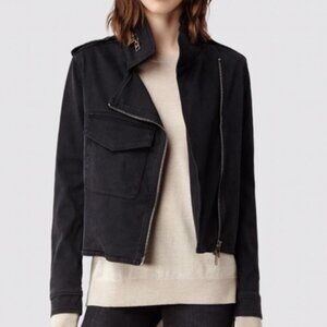 All Saints Hendon Faded Black Denim Jacket size 4
